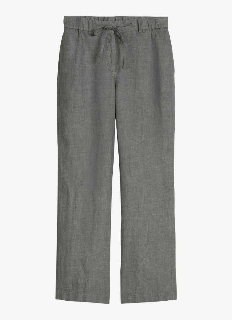 Marc O'Polo Dames Loose fit broek met trekkoord in de kleur Slate Grey Melange-0777 / Grijs