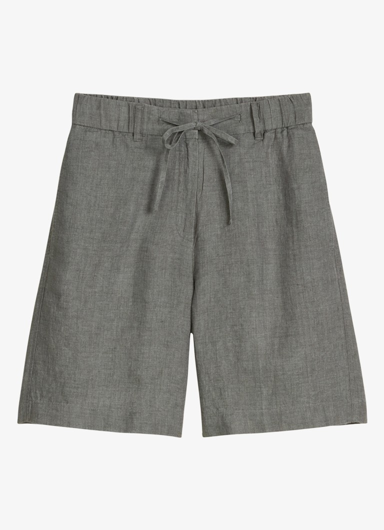 Marc O'Polo Dames Korte broek van linnen met trekkoord in de kleur Slate Grey Melange-0777 / Grijs