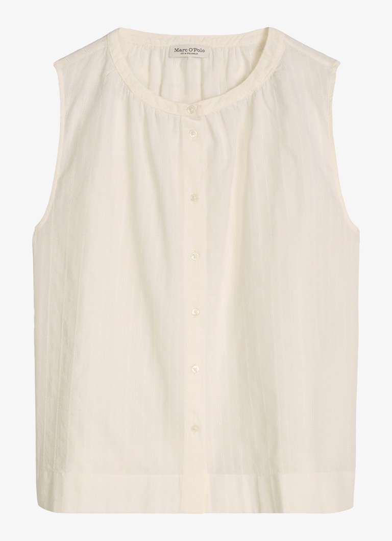 Marc O'Polo Dames Blouse met ronde hals in de kleur White Cotton-1180 / Wit