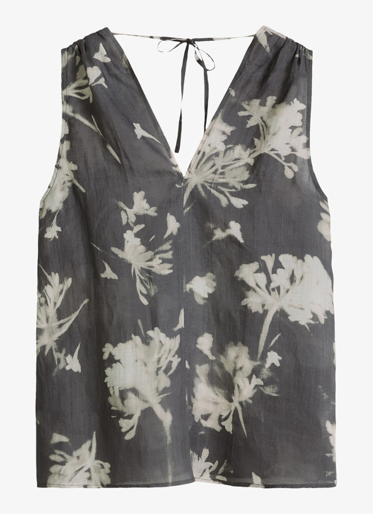 Marc O'Polo Dames Tuniek met print en V-hals in de kleur Dark Grey_Multi_03-0534 / Grijs