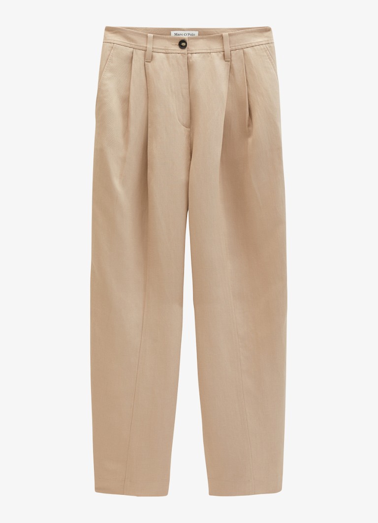 Marc O'Polo Dames Mid waist loose fit pantalon met steekzakken in de kleur Sandpaper-2326 / Beige