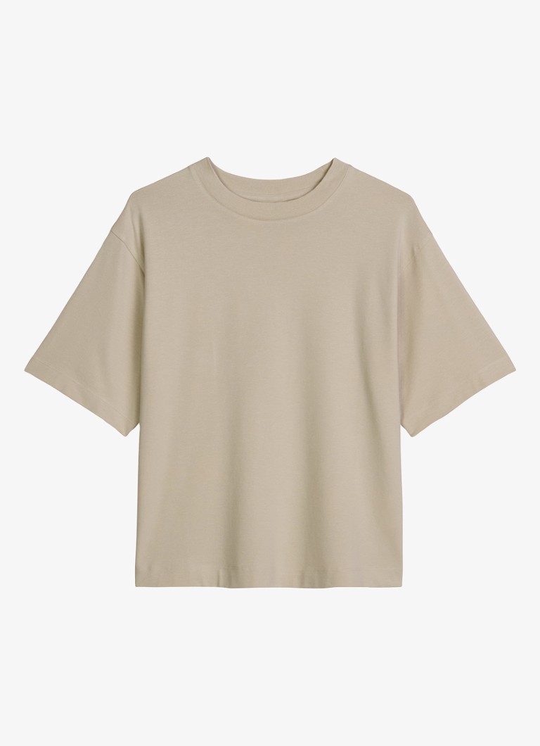 Marc O'Polo Dames T-shirt met ronde hals in de kleur Linen Beige / Grijs