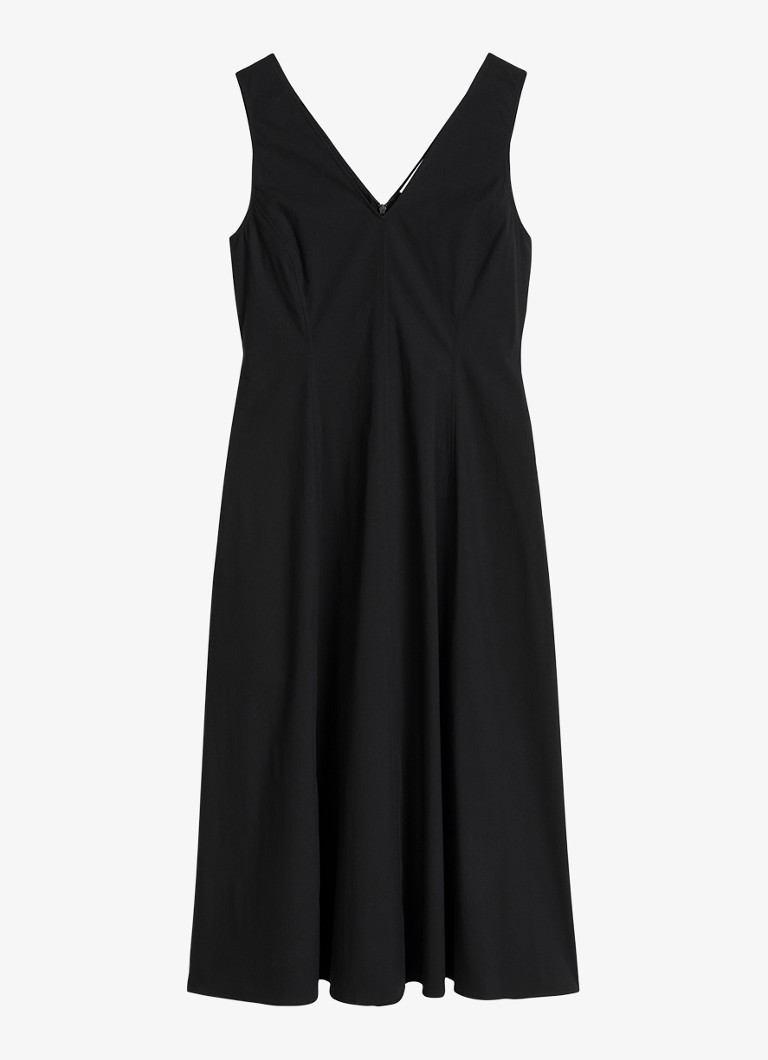 Marc O'Polo Dames Midi A-lijn jurk met V-hals in de kleur Black / Zwart