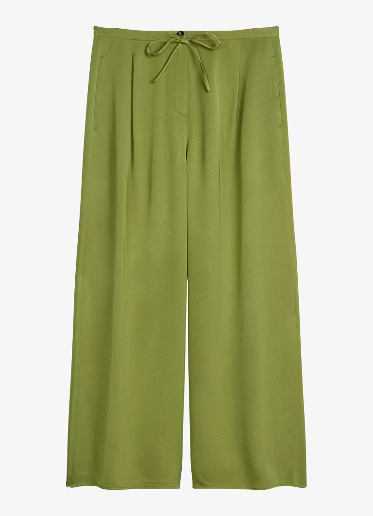 Marc O'Polo Dames High waist wide fit broek met steekzakken in de kleur Shaded Fern / Groen