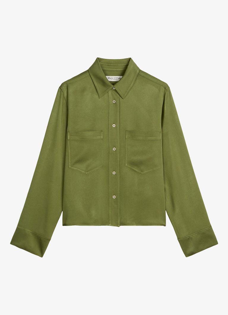 Marc O'Polo Dames Blouse met opgestikte borstzakken in de kleur Shaded Fern / Groen