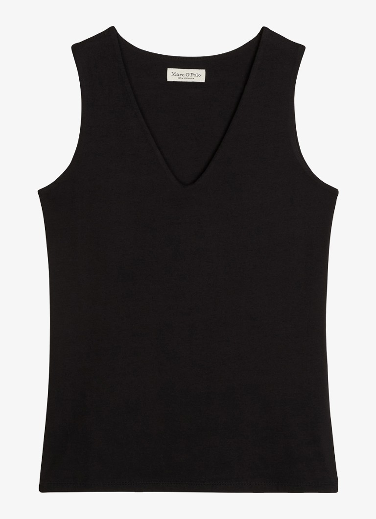 Marc O'Polo Dames Top met V-hals in de kleur Black / Zwart