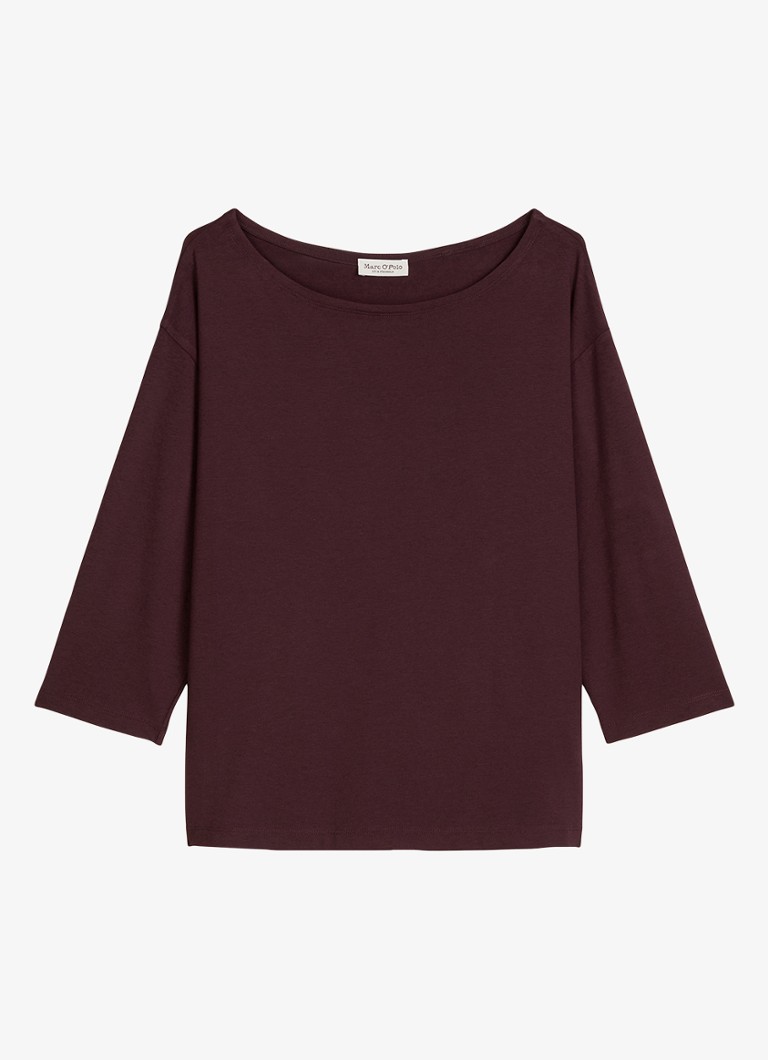 Marc O'Polo Dames T-shirt met ronde hals in de kleur Kersenrood