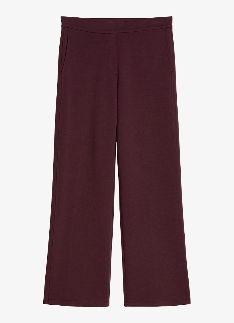 Marc O'Polo Dames Mid waist wide fit pantalon met gemêleerd dessin in de kleur Kersenrood