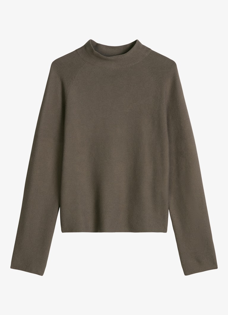 Marc O'Polo Dames Fijngebreide trui met col in de kleur Taupe