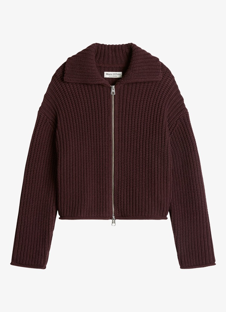 Marc O'Polo Dames Grofgebreid vest met structuur in de kleur Bordeauxrood