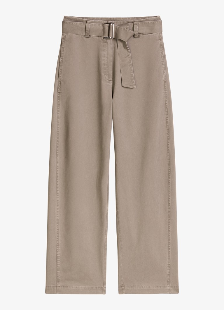 Marc O'Polo Dames High waist wide fit pantalon met ceintuur in de kleur Taupe