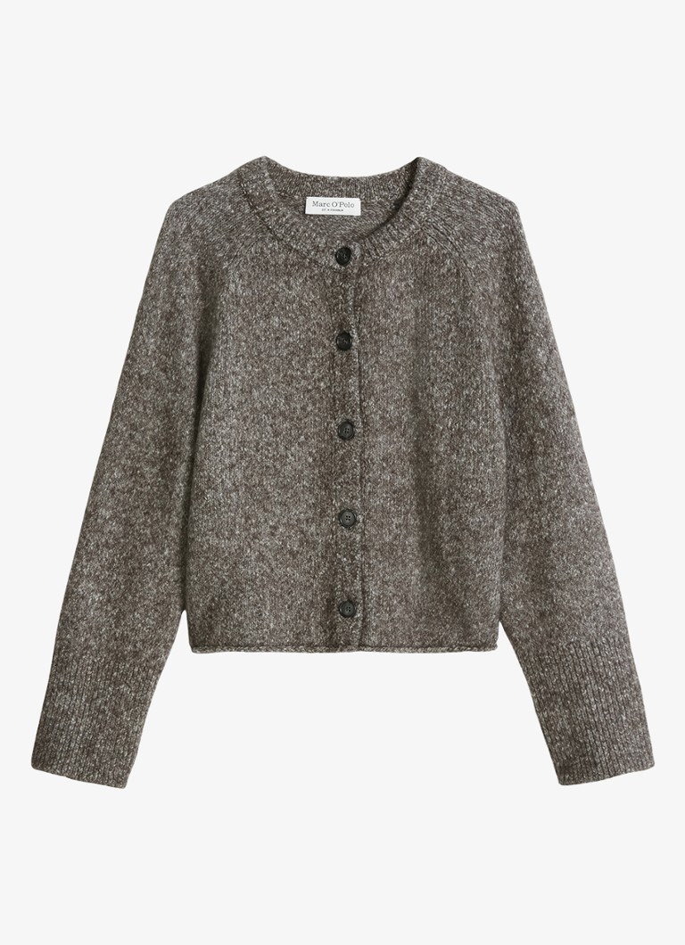 Marc O'Polo Dames Grofgebreid vest in alpaca wolblend in de kleur Dark Brown Multi / Bruin