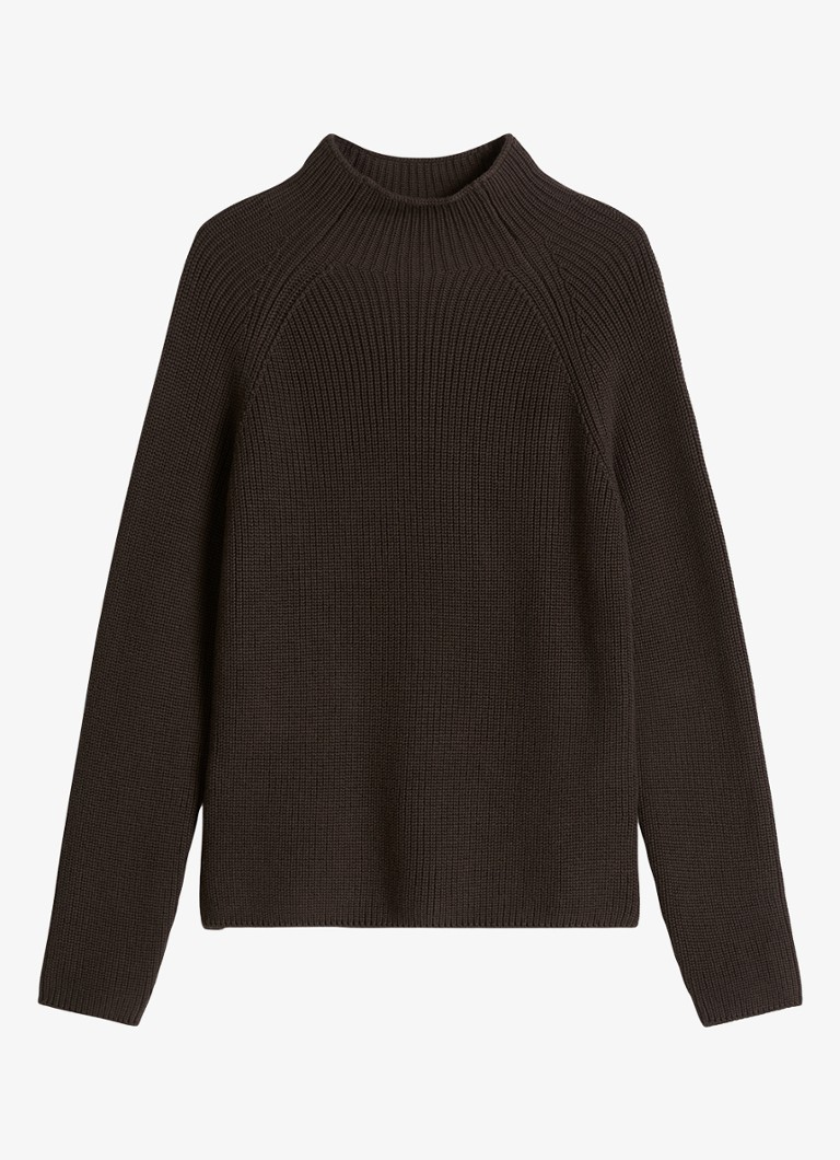 Marc O'Polo Dames Grofgebreide trui met opstaande kraag in de kleur Burnt Coffee / Bruin