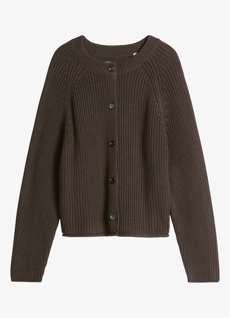 Marc O'Polo Dames Kabelgebreid vest met ronde hals in de kleur Bruin