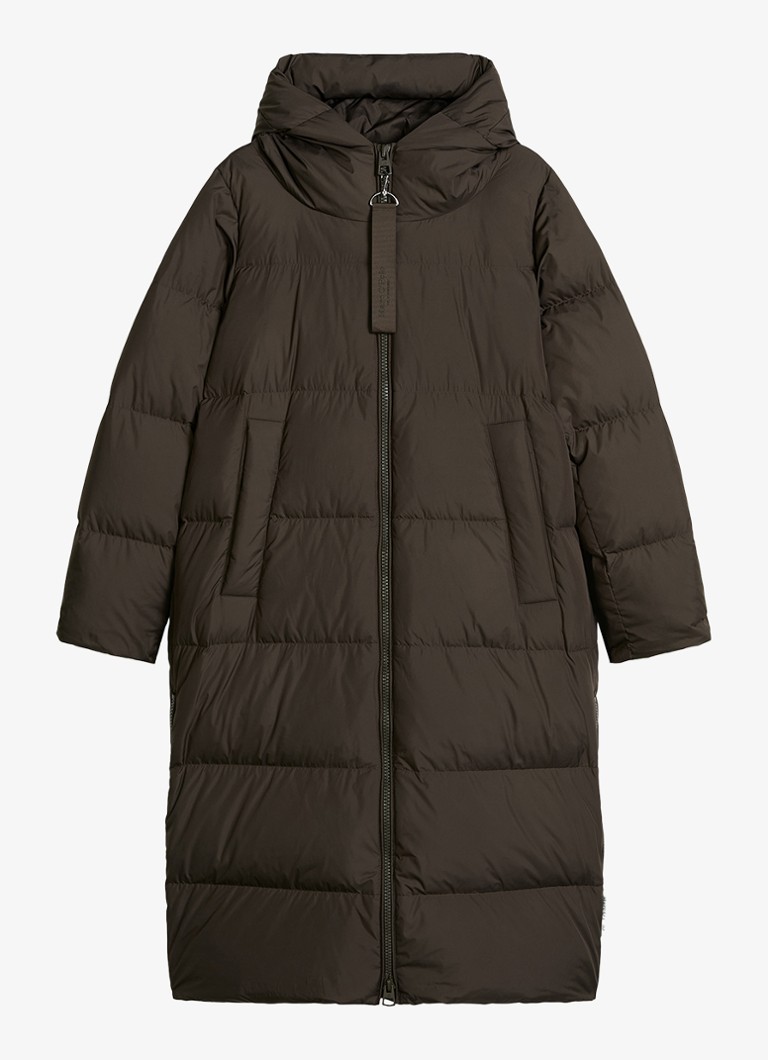 Marc O'Polo Dames Gewatteerde jas met capuchon in de kleur Burnt Coffee / Bruin