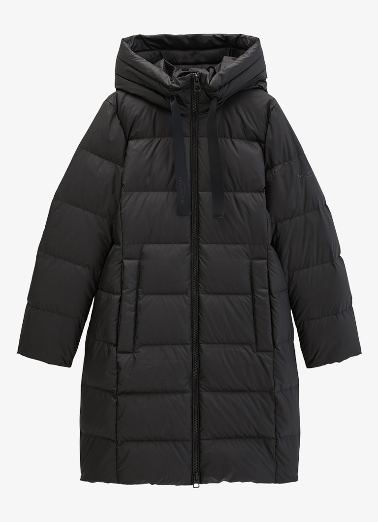 Marc O'Polo Dames Gewatteerde jas met capuchon in de kleur Black / Zwart