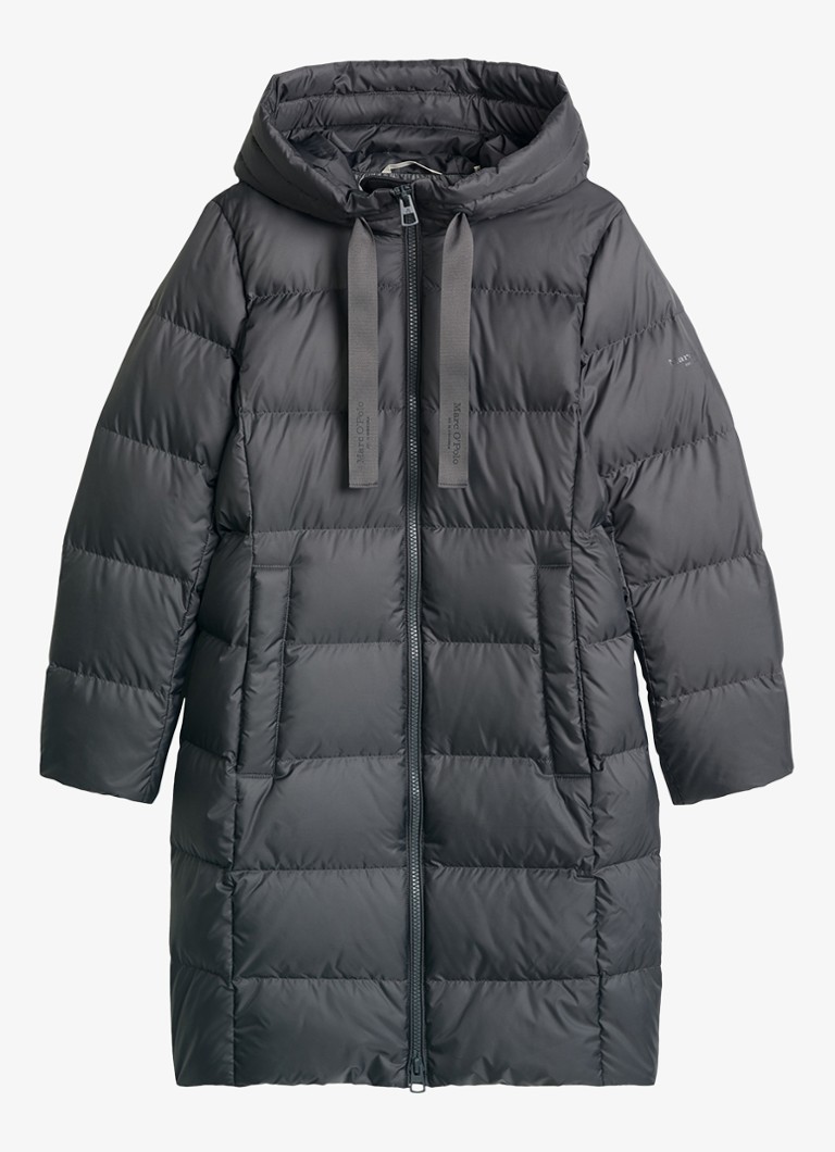 Marc O'Polo Dames Gewatteerde jas met capuchon in de kleur Light Graphite / Grijs