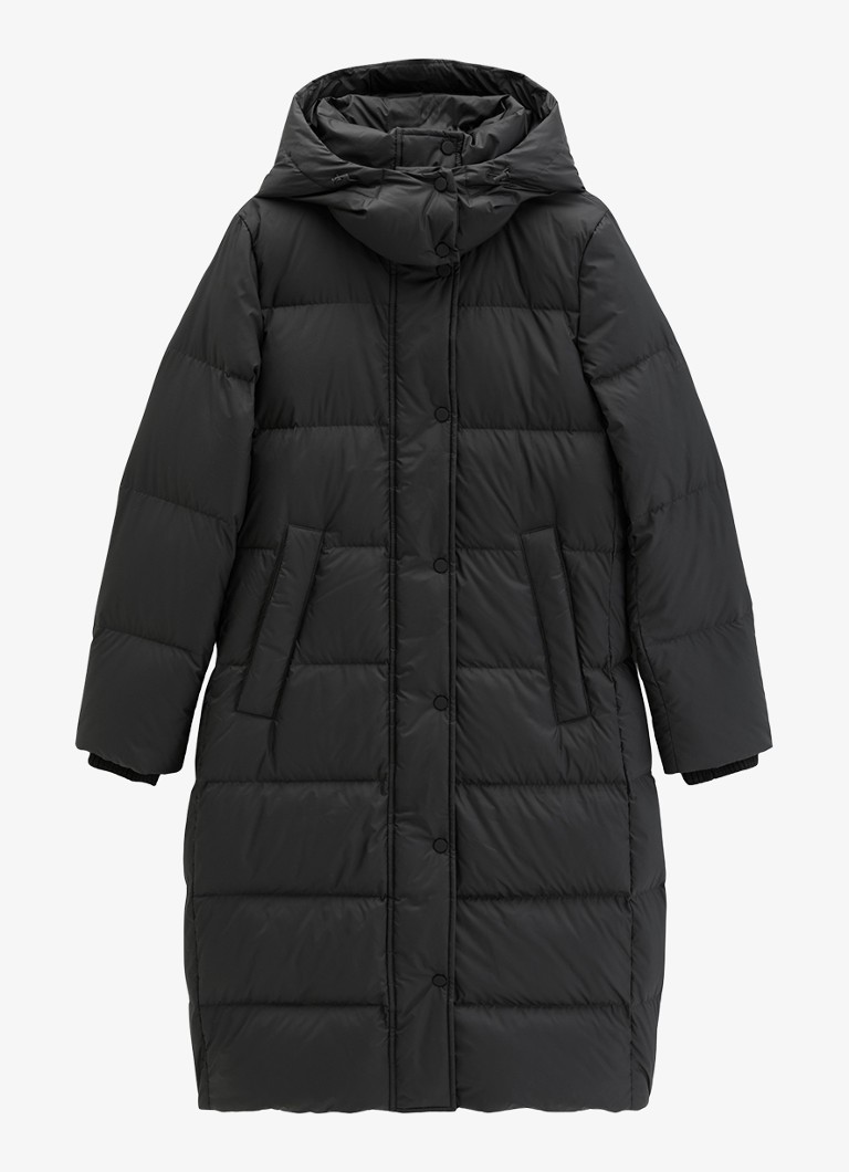 Marc O'Polo Dames Gewatteerde jas met capuchon en steekzakken in de kleur Black / Zwart