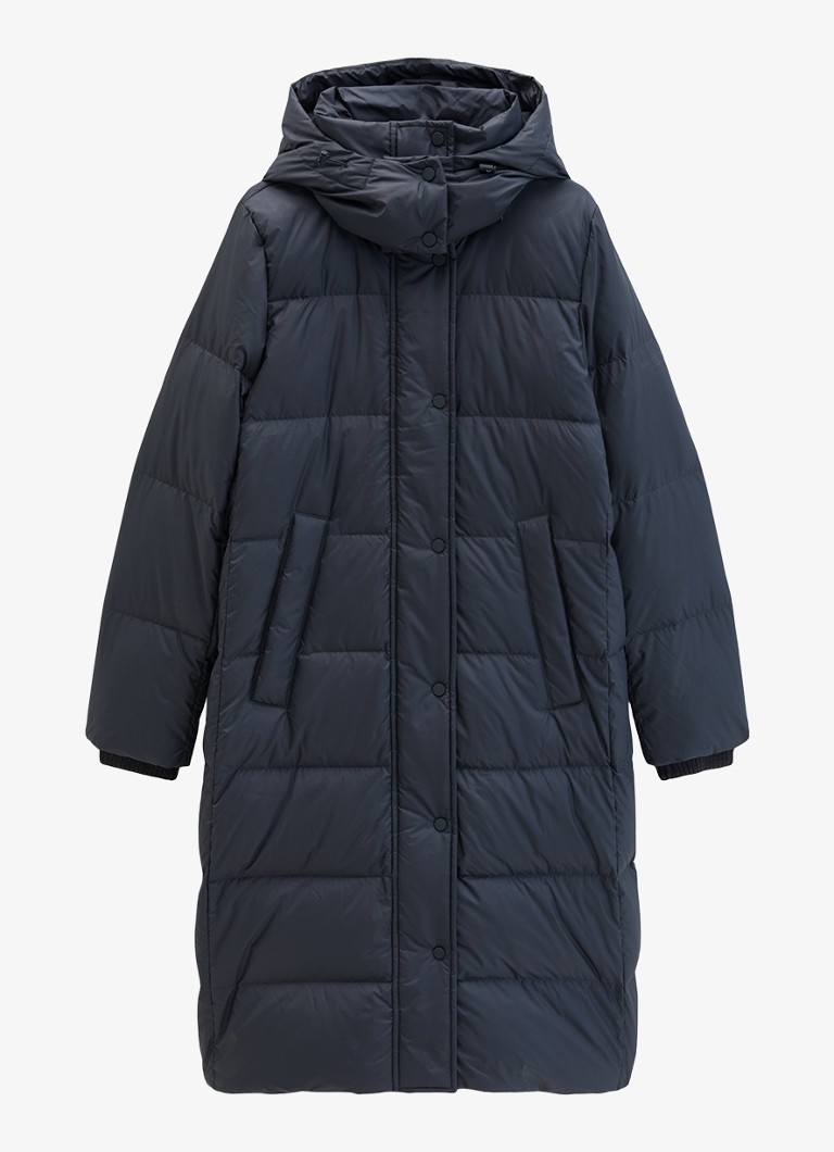 Marc O'Polo Dames Gewatteerde jas met capuchon en steekzakken in de kleur Martime Blue / Blauw