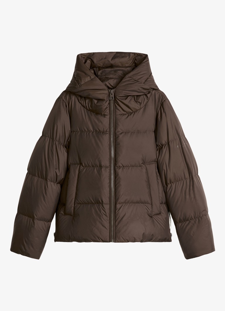 Marc O'Polo Dames Puffer jack met capuchon en steekzakken in de kleur Burnt Coffee / Bruin
