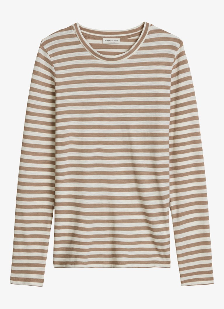 Marc O'Polo Dames Longsleeve met streepprint in de kleur Lichtgeel