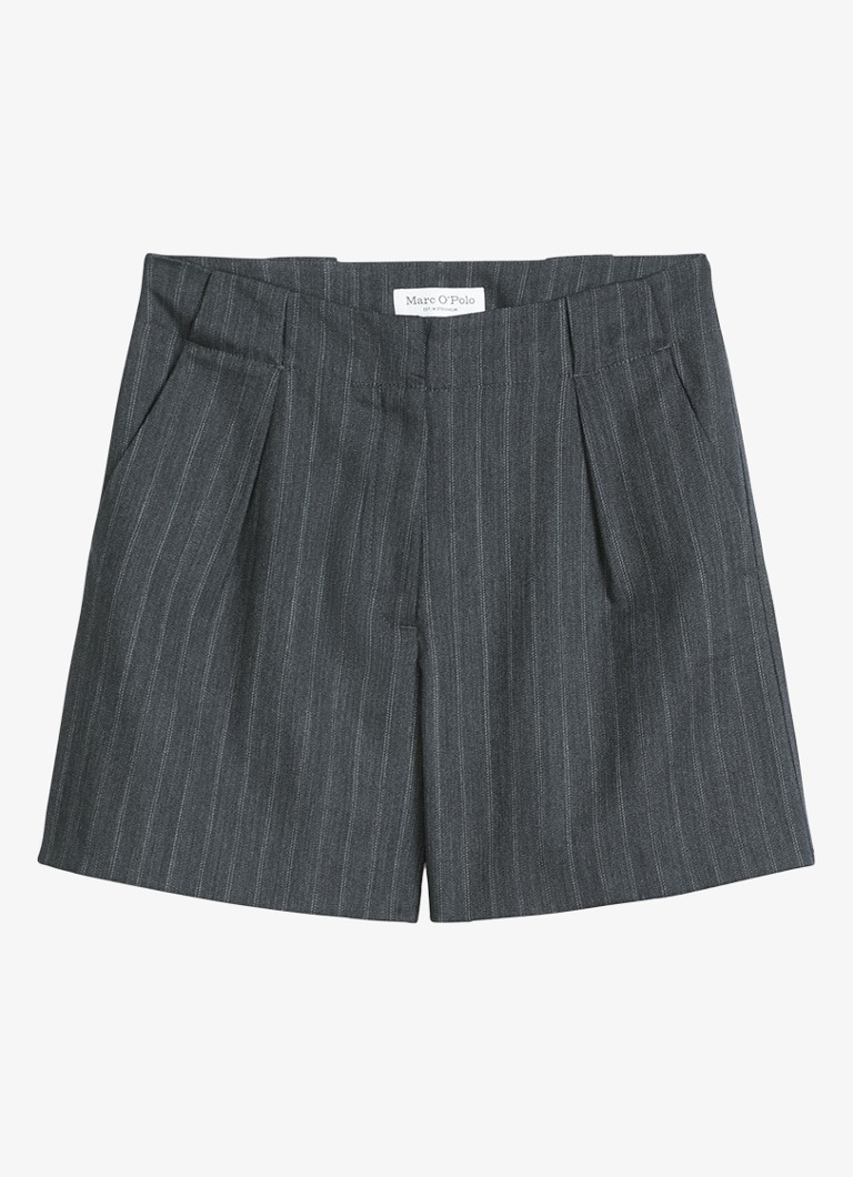 Marc O'Polo Dames High waist straight fit korte broek met streepprint in de kleur Donkergrijs