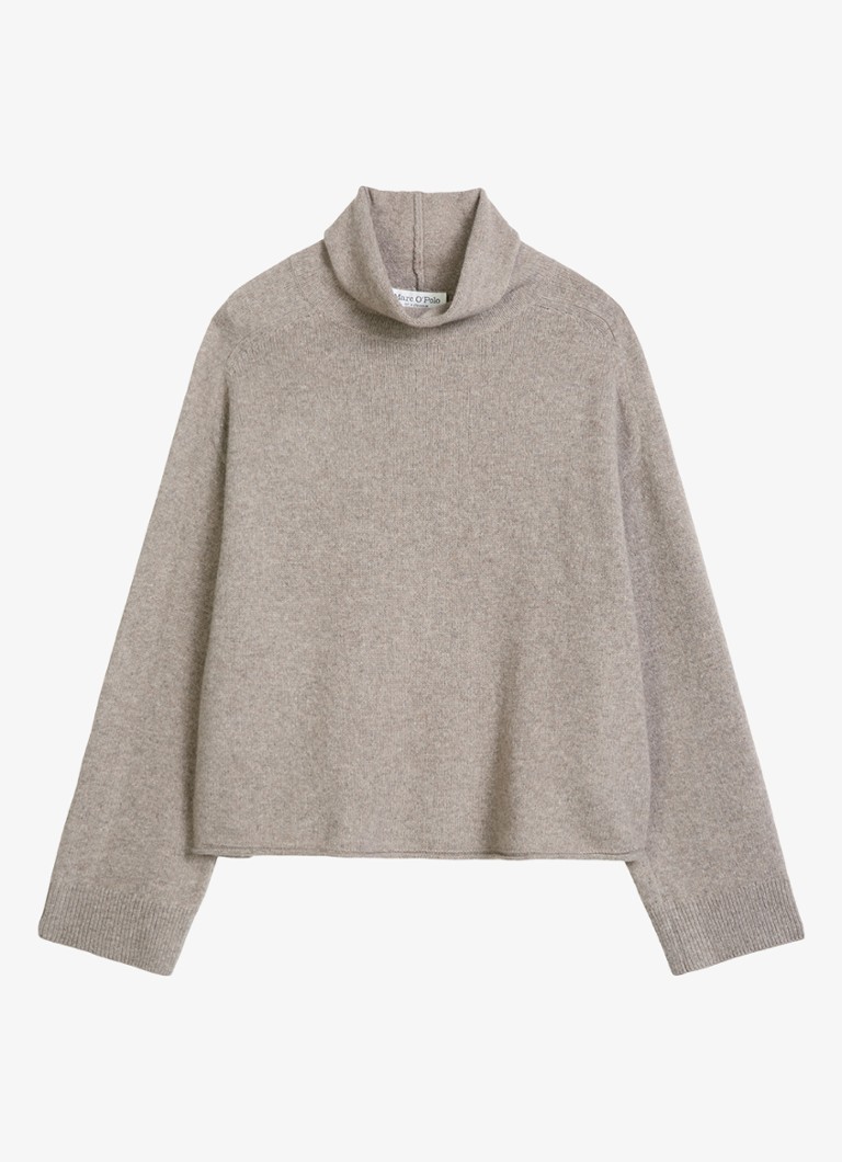 Marc O'Polo Dames Fijngebreide trui in wolblend met gemêleerd dessin in de kleur Taupe