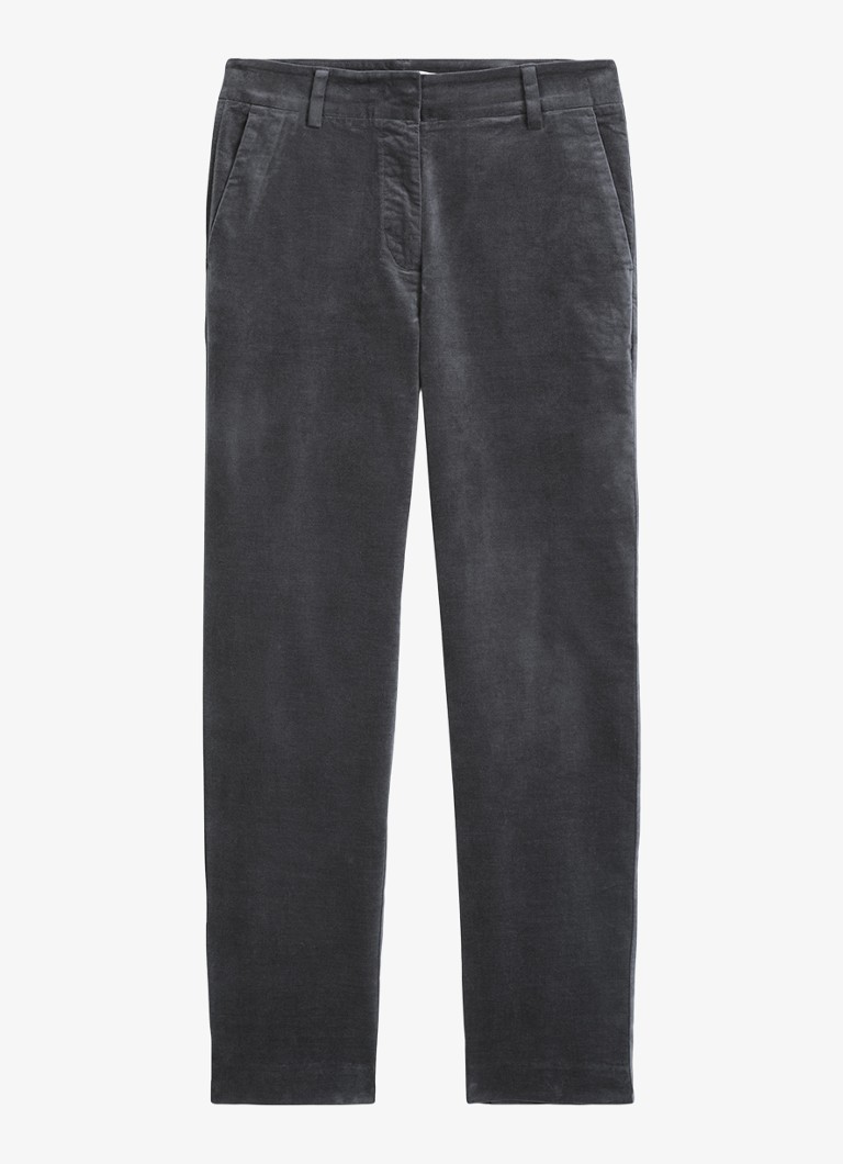 Marc O'Polo Dames High waist tapered fit pantalon van fluweel in de kleur Antraciet