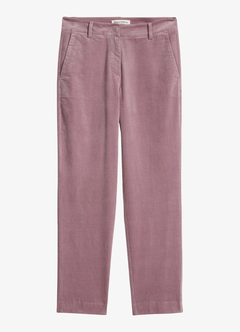 Marc O'Polo Dames High waist tapered fit pantalon van fluweel in de kleur Roze
