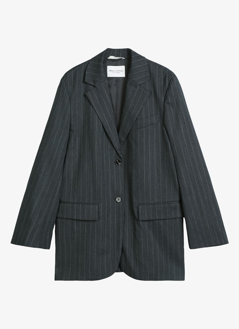 Marc O'Polo Dames Single-breasted blazer in wolblend in de kleur Donkergrijs
