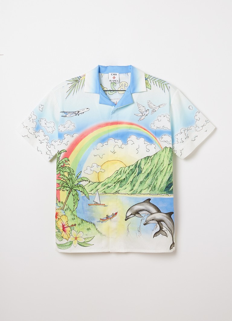 Casablanca Jongens Aloha overhemd met borstzak en print in de kleur Ivoor, maat: 13-14Y=164