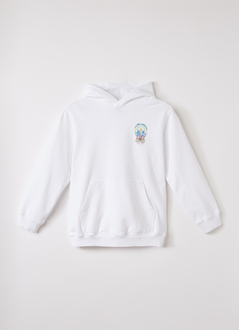 Casablanca Jongens Surf Lotus hoodie met logo- en backprint in de kleur Wit, maat: 9-10Y=140