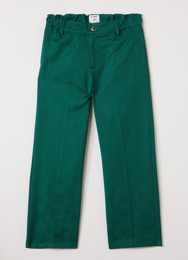 Casablanca Jongens Straight fit chino met logoprint in de kleur Groen, maat: 13-14Y=164