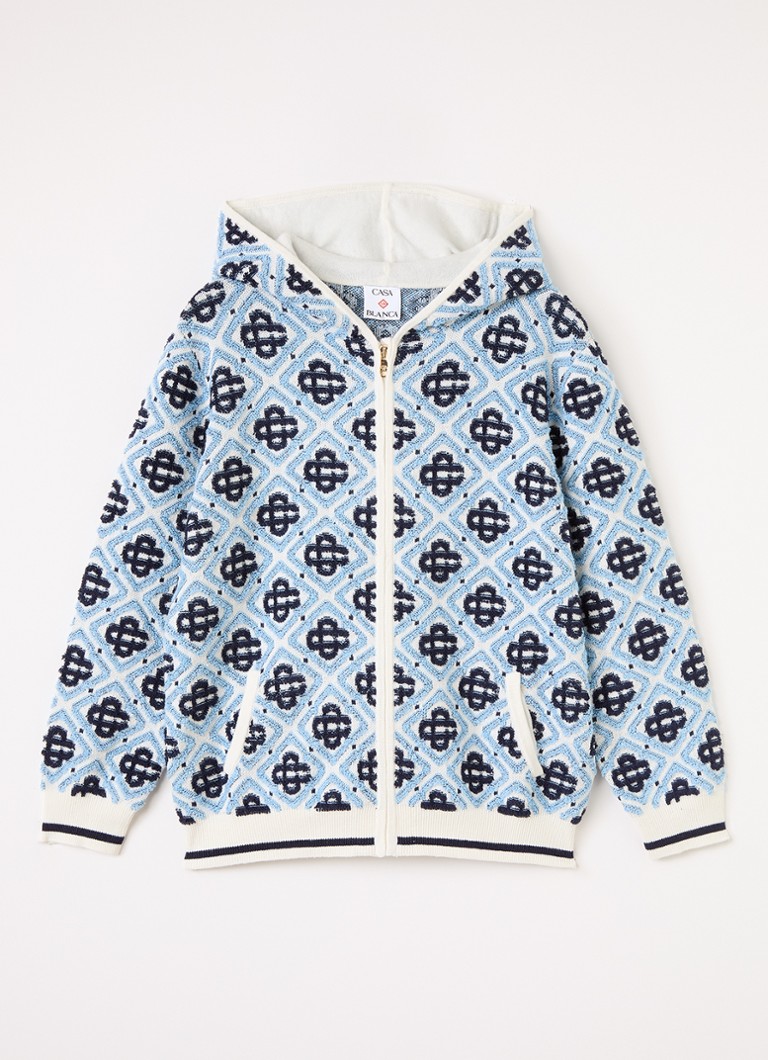 Casablanca Jongens Grofgebreid vest met logoborduring in de kleur Lichtblauw, maat: 11-12Y=152