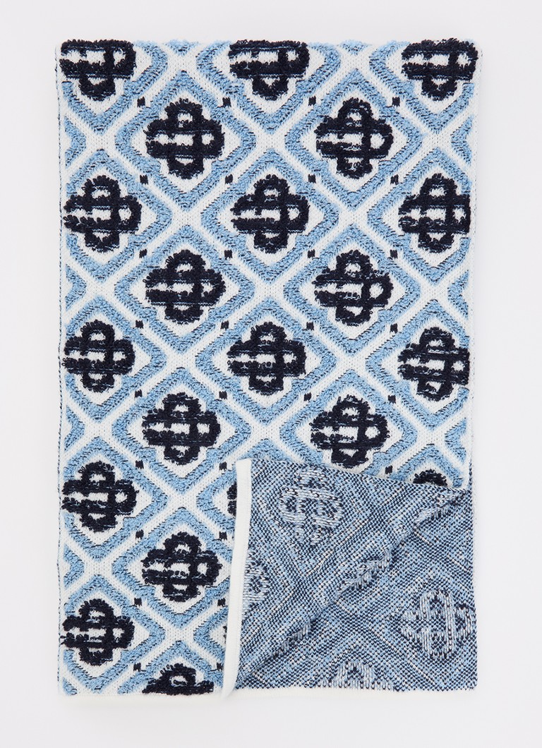 Casablanca Jongens Sjaal in wolblend met logoprint 150 x 25 cm in de kleur Blauw, maat: OS