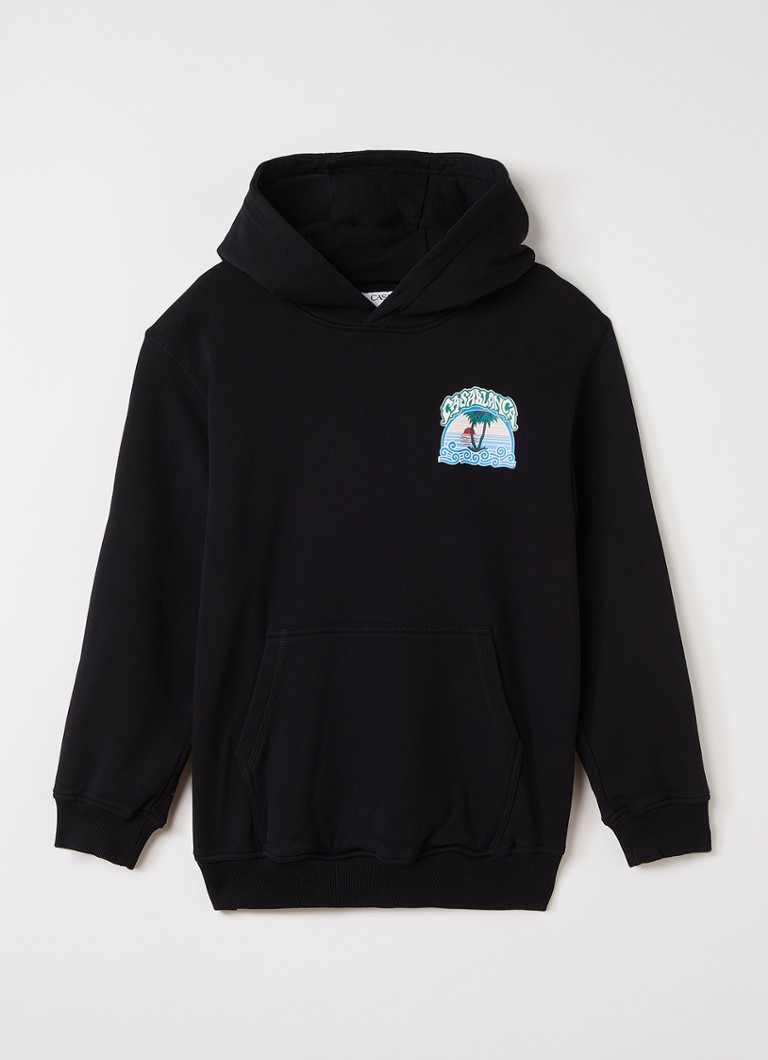 Casablanca Jongens Hoodie met logo- en backprint in de kleur Zwart, maat: 11-12Y=152