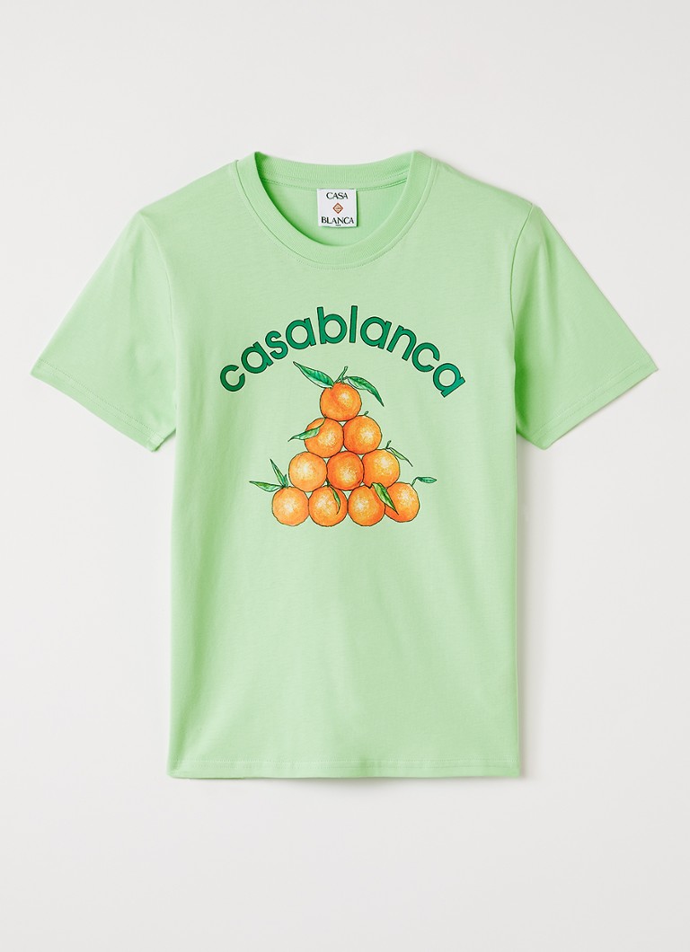 Casablanca Jongens T-shirt met logoprint in de kleur Neongroen, maat: 13-14Y=164