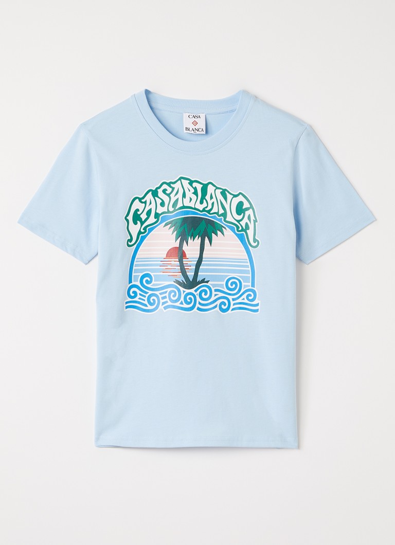 Casablanca Jongens T-shirt met logoprint in de kleur Lichtblauw, maat: 13-14Y=164