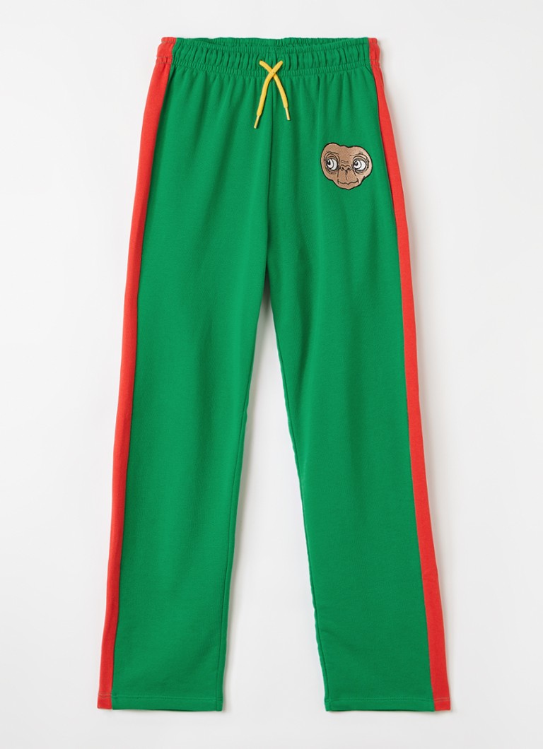 Mini Rodini Jongens E.T Emb straight fit joggingbroek met borduring in de kleur Groen, maat: 104/110