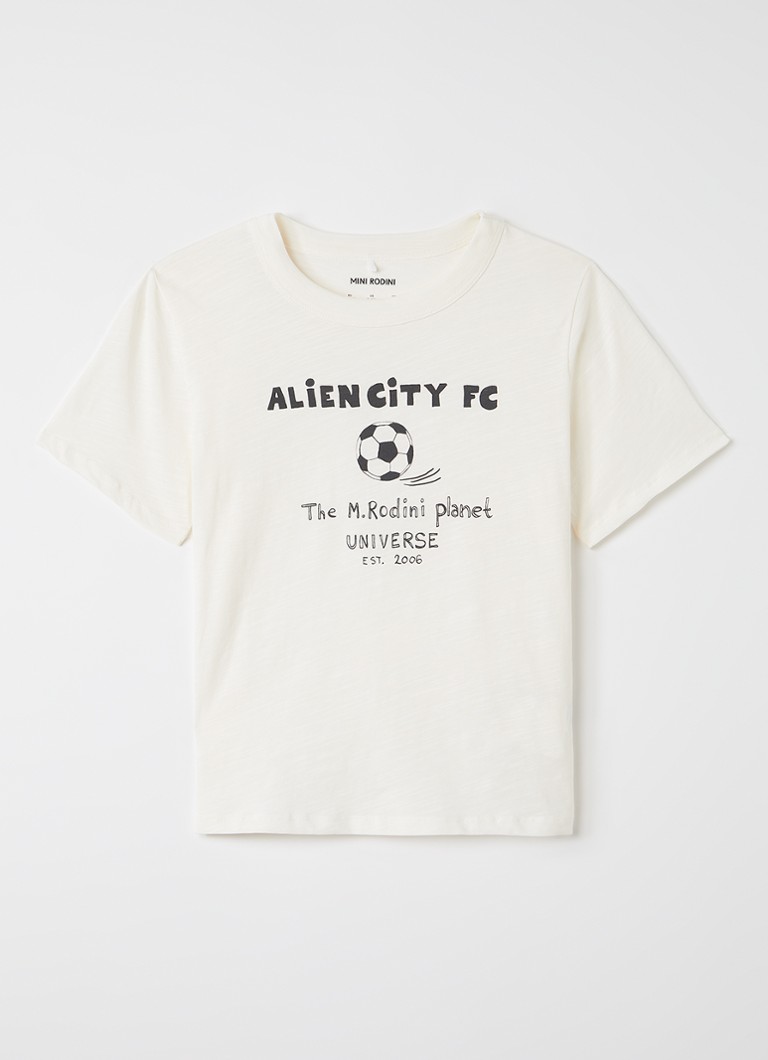 Mini Rodini Jongens Alien City T-shirt met print in de kleur Gebroken wit, maat: 104/110