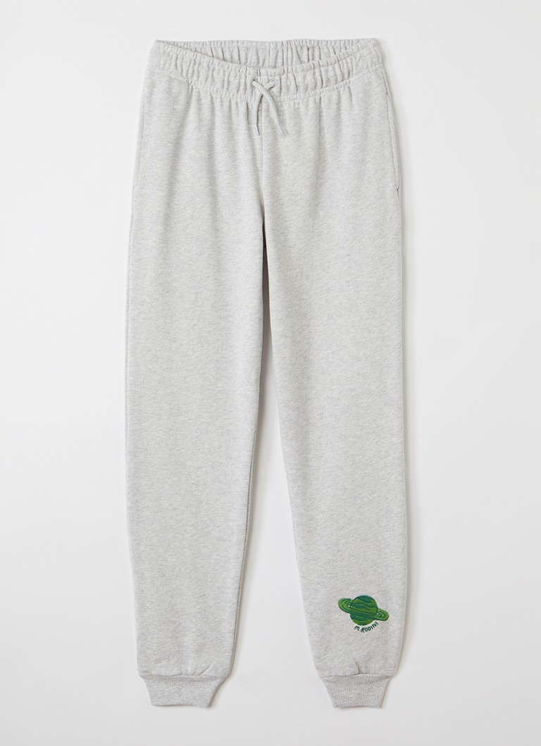 Mini Rodini Meisjes Planet tapered fit joggingbroek met borduring in de kleur Grijsmele, maat: 116/122