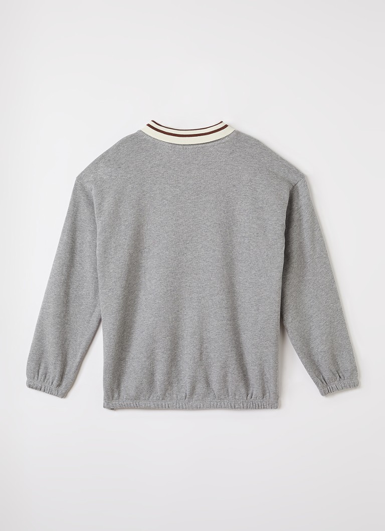 Mini Rodini Jongens Panther sweater met borduring in de kleur Grijs, maat: 128/134