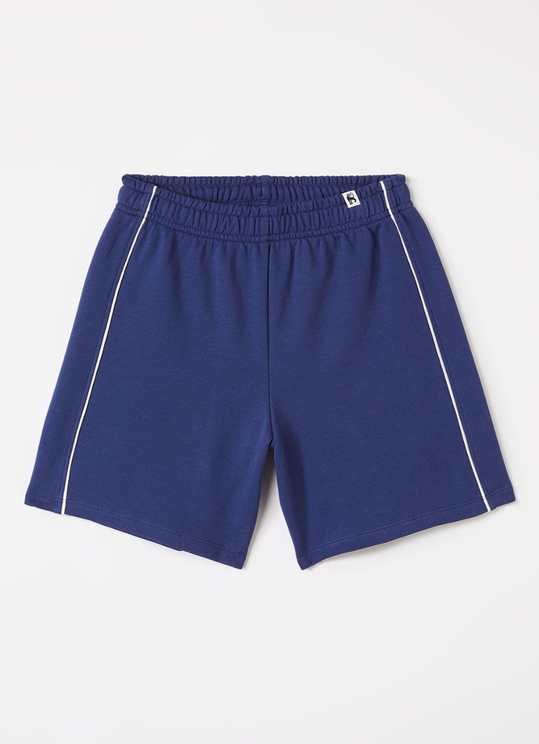 Mini Rodini Jongens Plain Piping loose fit korte joggingbroek in de kleur Donkerblauw, maat: 140/146