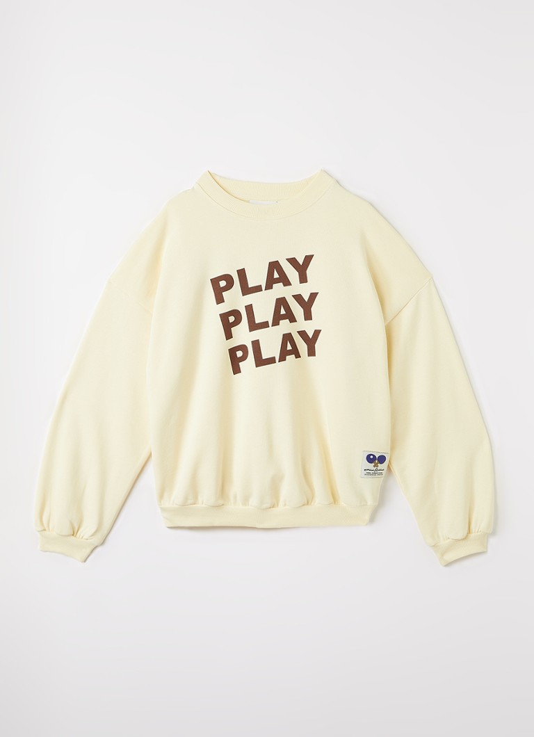Mini Rodini Jongens Play sweater met print in de kleur Creme, maat: 104/110