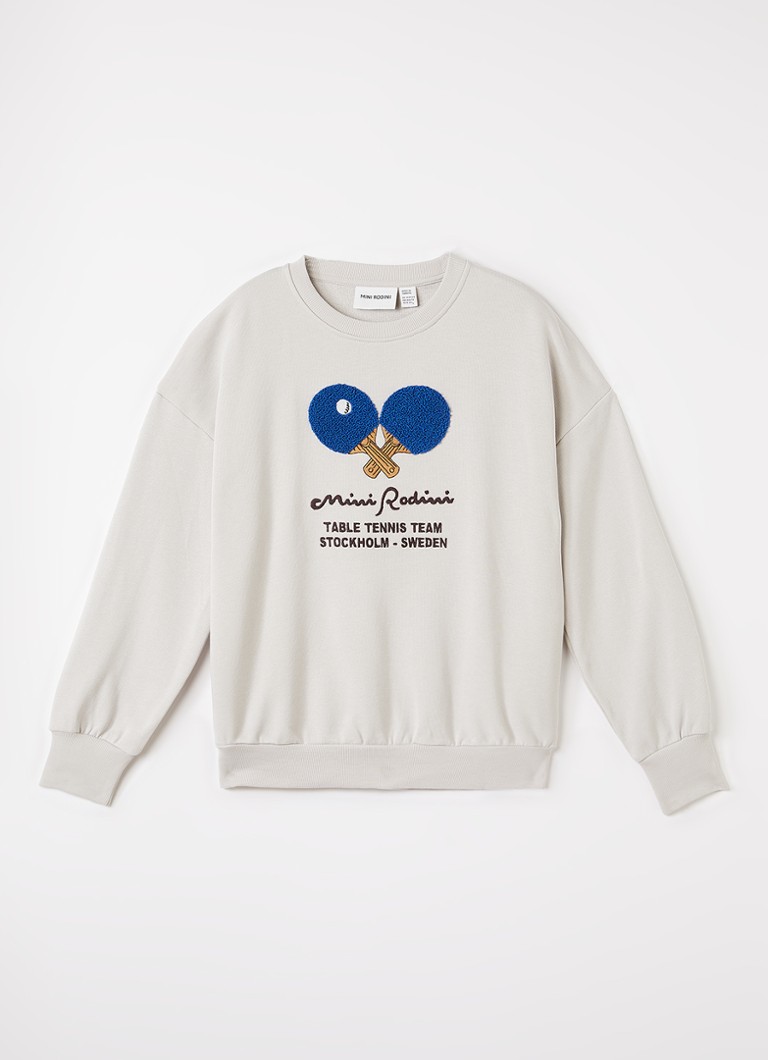 Mini Rodini Jongens Table Tennis sweater met borduring in de kleur Grijs, maat: 116/122