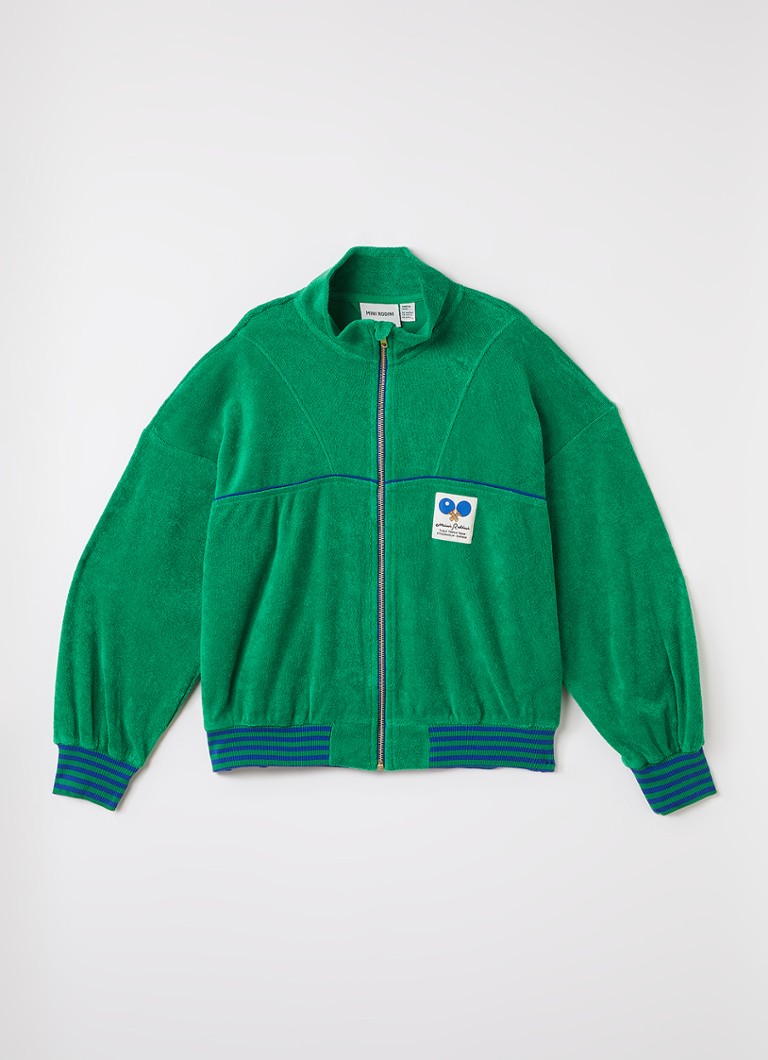 Mini Rodini Heren Table Tennis sweatvest van badstof in de kleur Groen, maat: 128/134