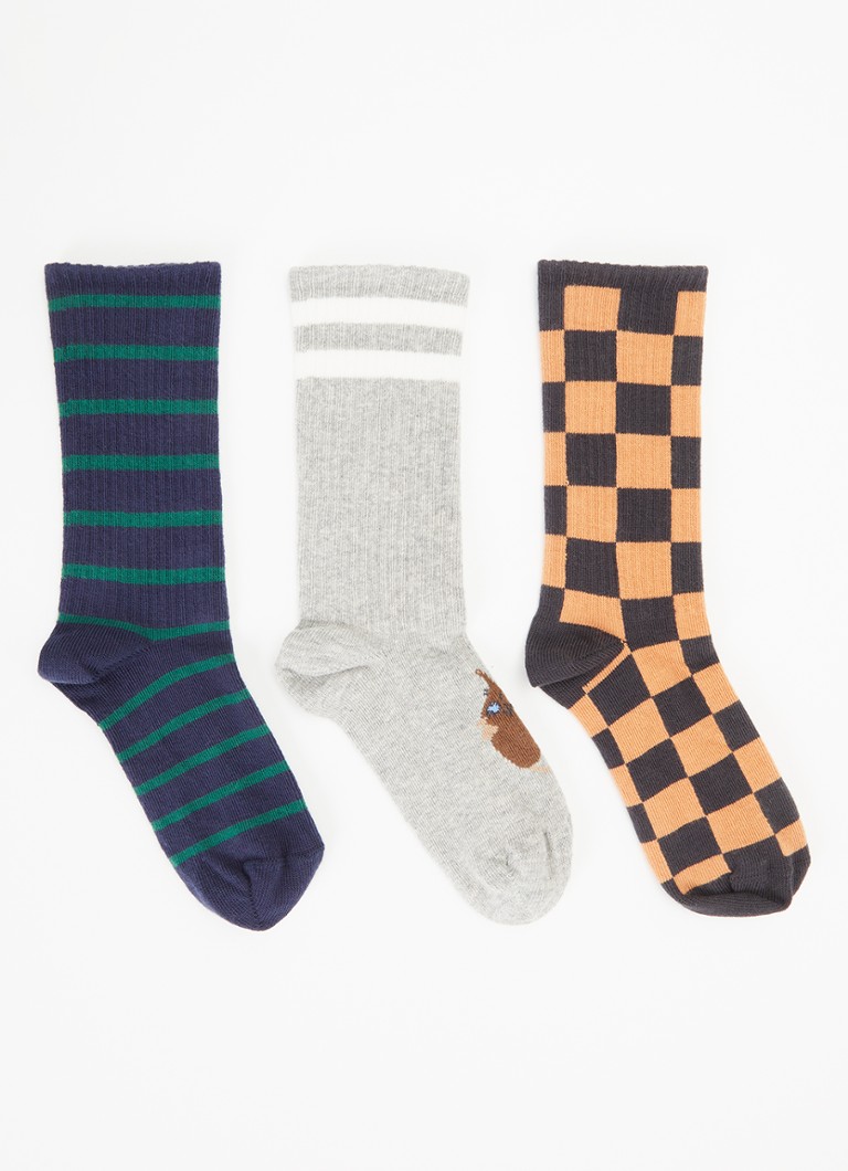 Mini Rodini Meisjes Chess Check sokken met print in 3-pack in de kleur Multicolor, maat: 24/27