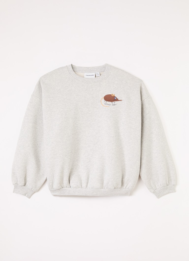 Mini Rodini Elephant shrew sweater met print in de kleur Grijsmele, maat: 140/146