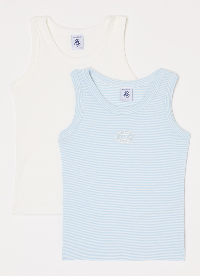 Petit Bateau Jongens Singlet van katoen in 2-pack in de kleur Lichtblauw, maat: 4A
