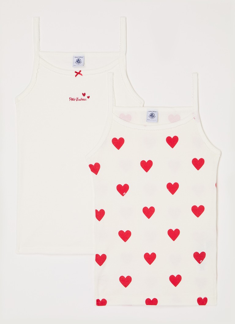 Petit Bateau Meisjes Singlet met print in 2-pack in de kleur Gebroken wit, maat: 4A